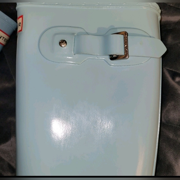 Hunter Original Tall Blue Green Waterproof 7 Boot W/ Matching Metallic Socks - Picture 12 of 16